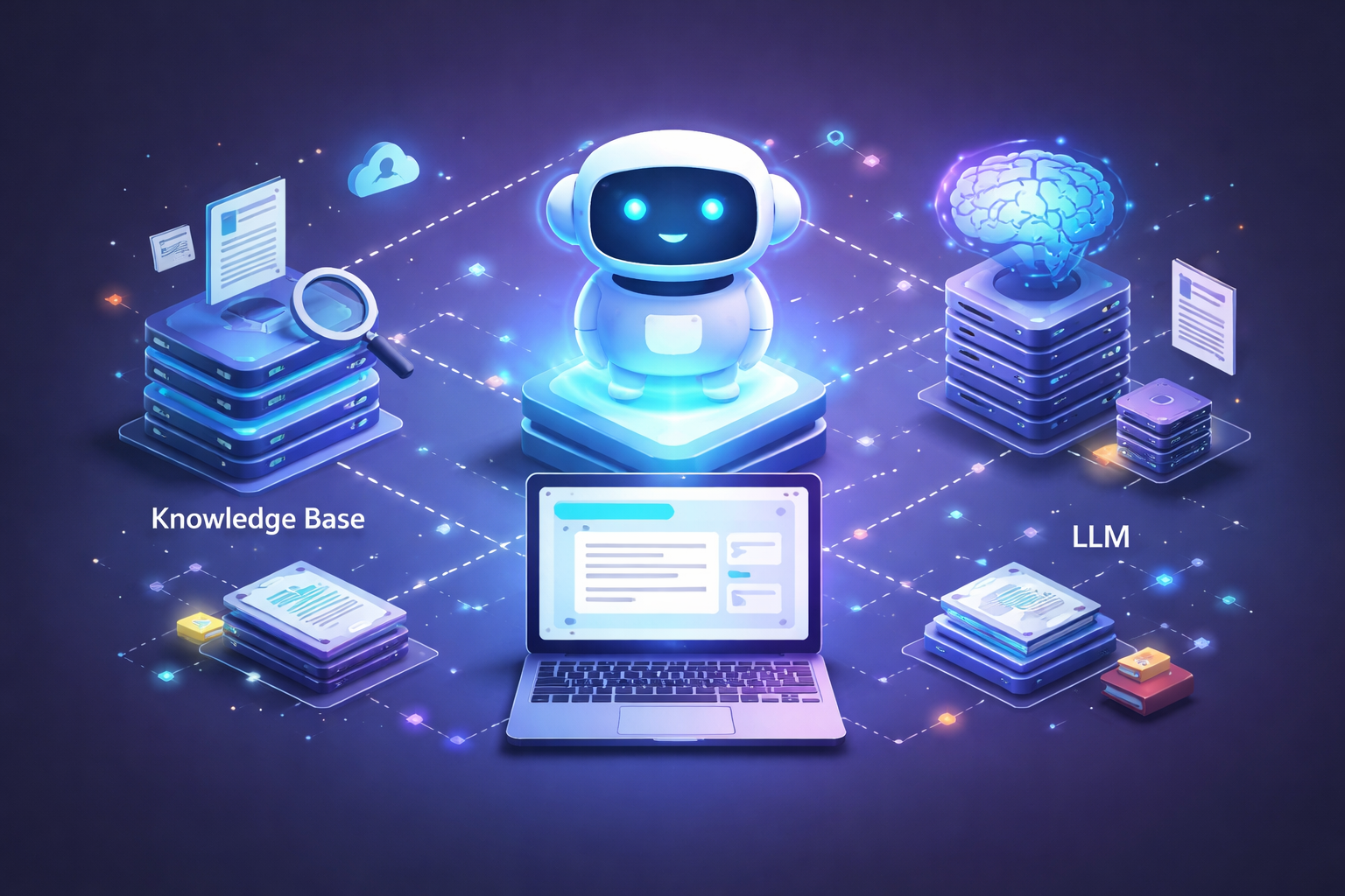 Robot IA connecté à une base de connaissances et un LLM - architecture dual-schema RAG